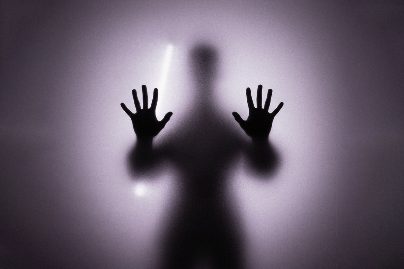 磨砂玻璃后的虚实剪影